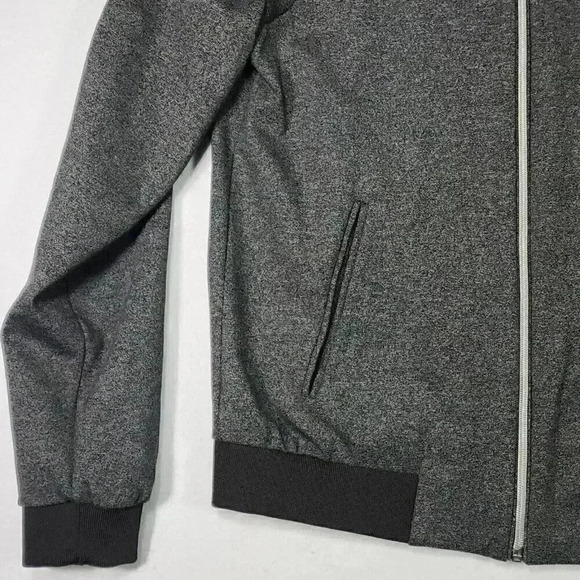 Calvin Klein Bomber Jacket Mens Small Gray Knit Lined Inside Pocket Stretch - Picture 7 of 16